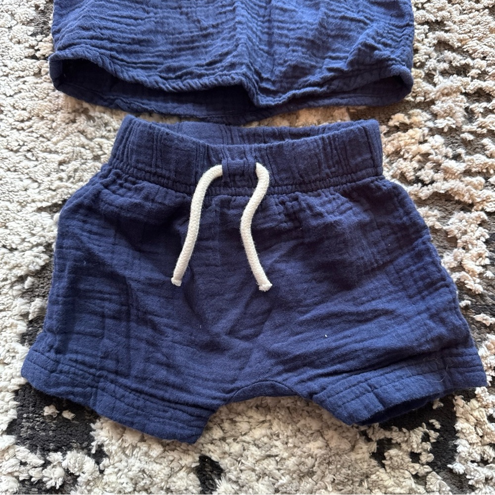 Baby Boy CARTER’S navy Blue 2 Piece S/S Polo Shirt Short Outfit Set Sz 3 Month - Picture 2 of 6
